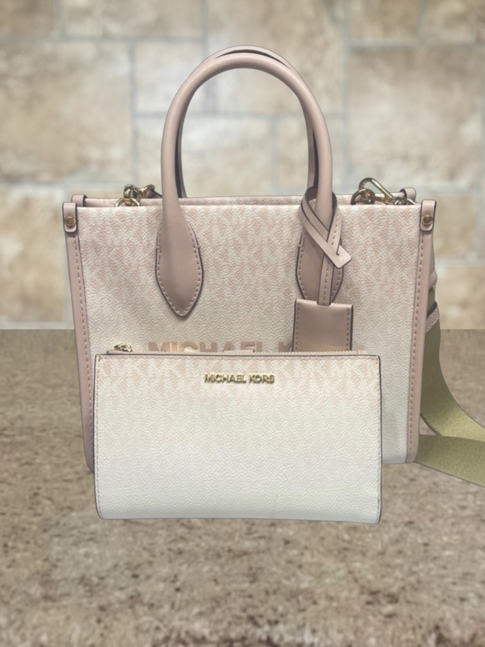 Michael Kors Mirella Small Tote & Matching Wallet Blush Pink Ombre
